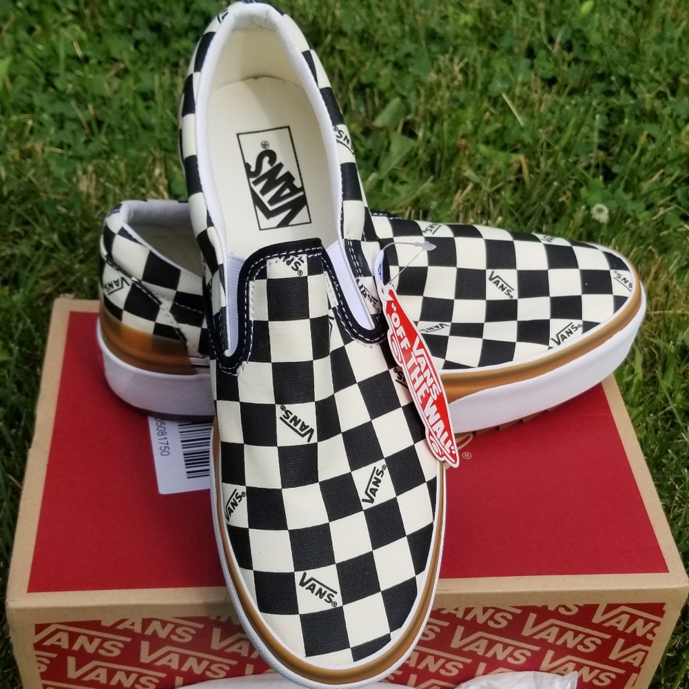 NWT Vans Checkerboard Slip-on Stacked Platforms